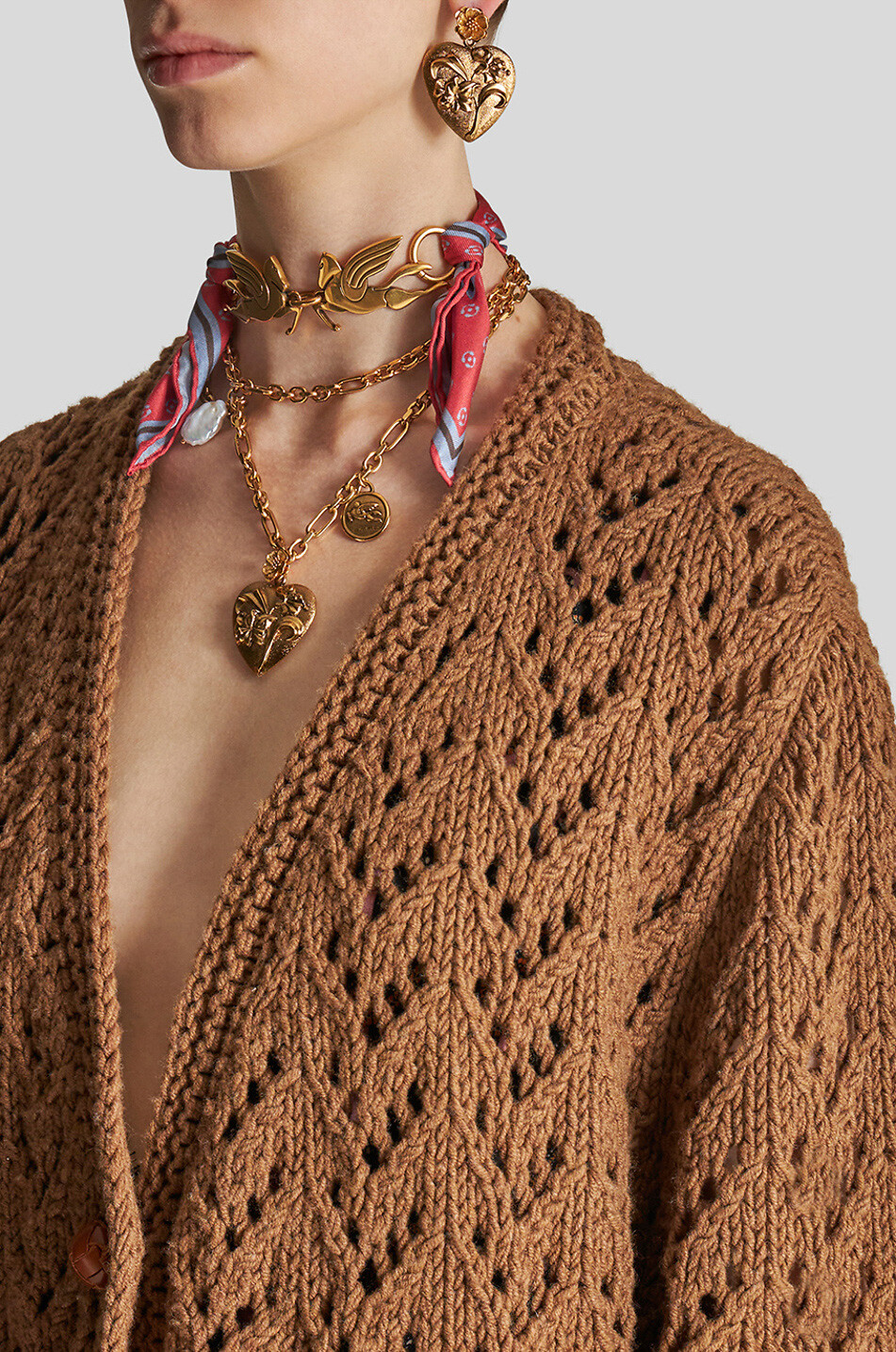 Dicker Oversize-Lochstrick-Cardigan mit ausgestellten Ärmeln