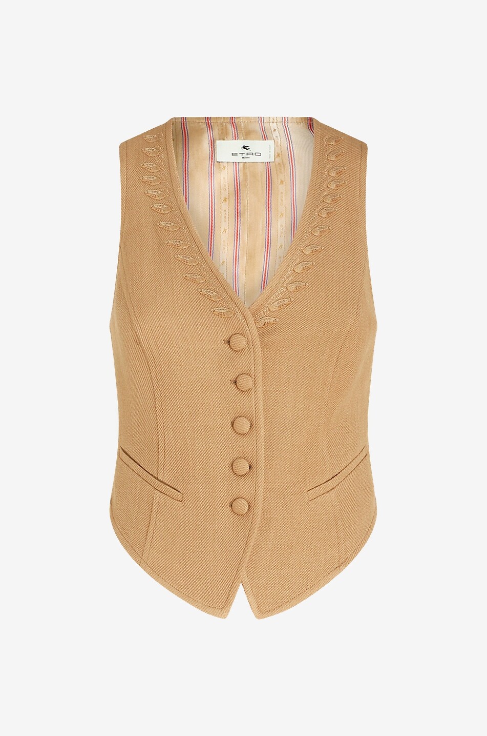 Gilet en gabardine brodé feuillage