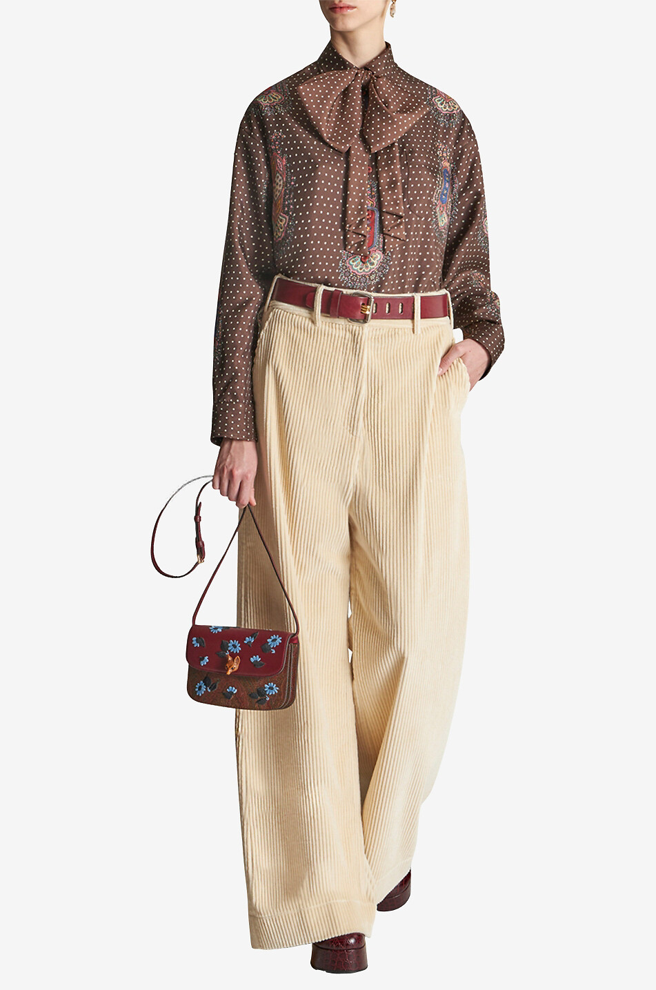 ETRO Weite Hose mit hoher Taille aus Cordsamt Damen CREMEFARBEN 5