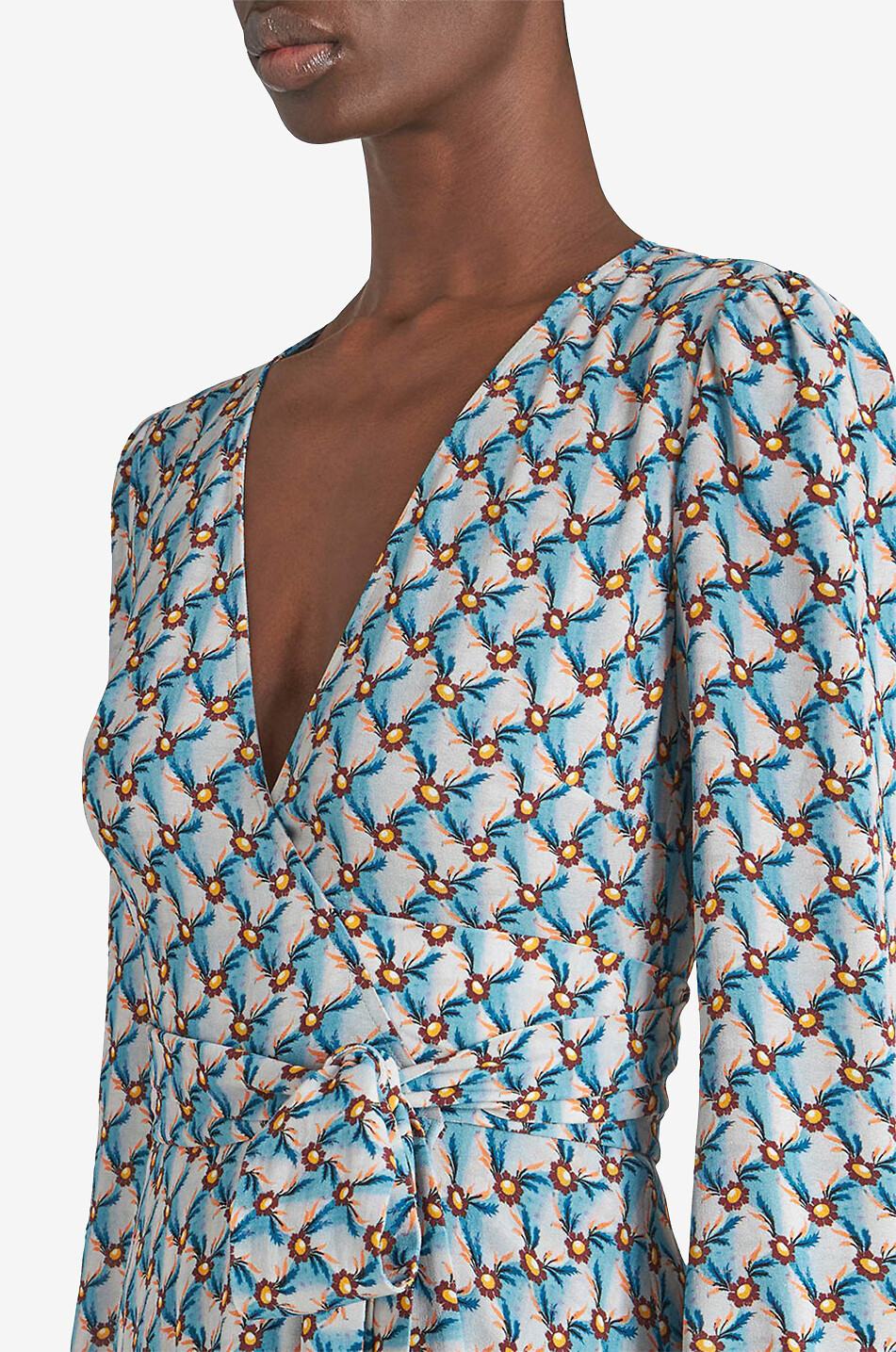 ETRO Robe midi portefeuille en crêpe Floralia Femme BLEU 5