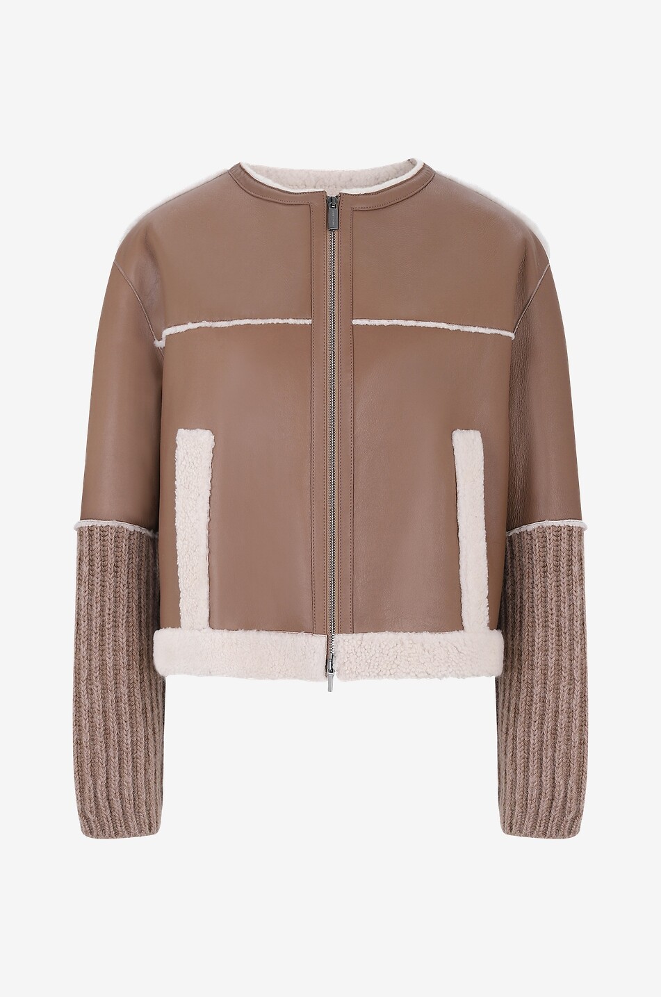 Warm bi-material boxy jacket