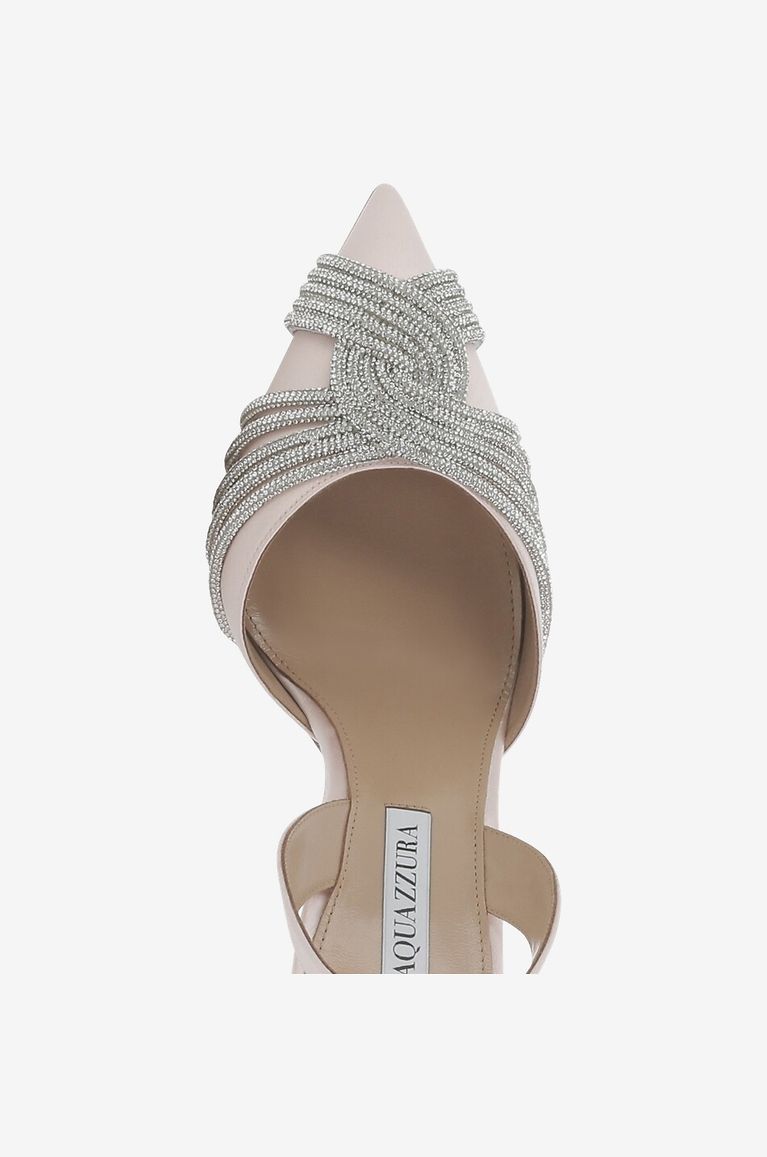 AQUAZZURA Gatsby 105 satin sling-back pumps Women LIGHT PINK 5