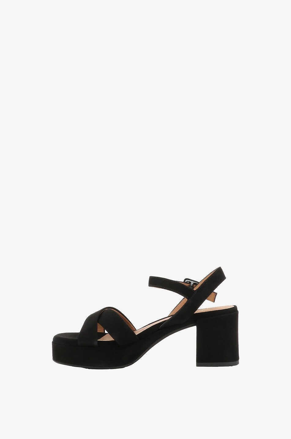 Sandales à plateau et talon carré en daim