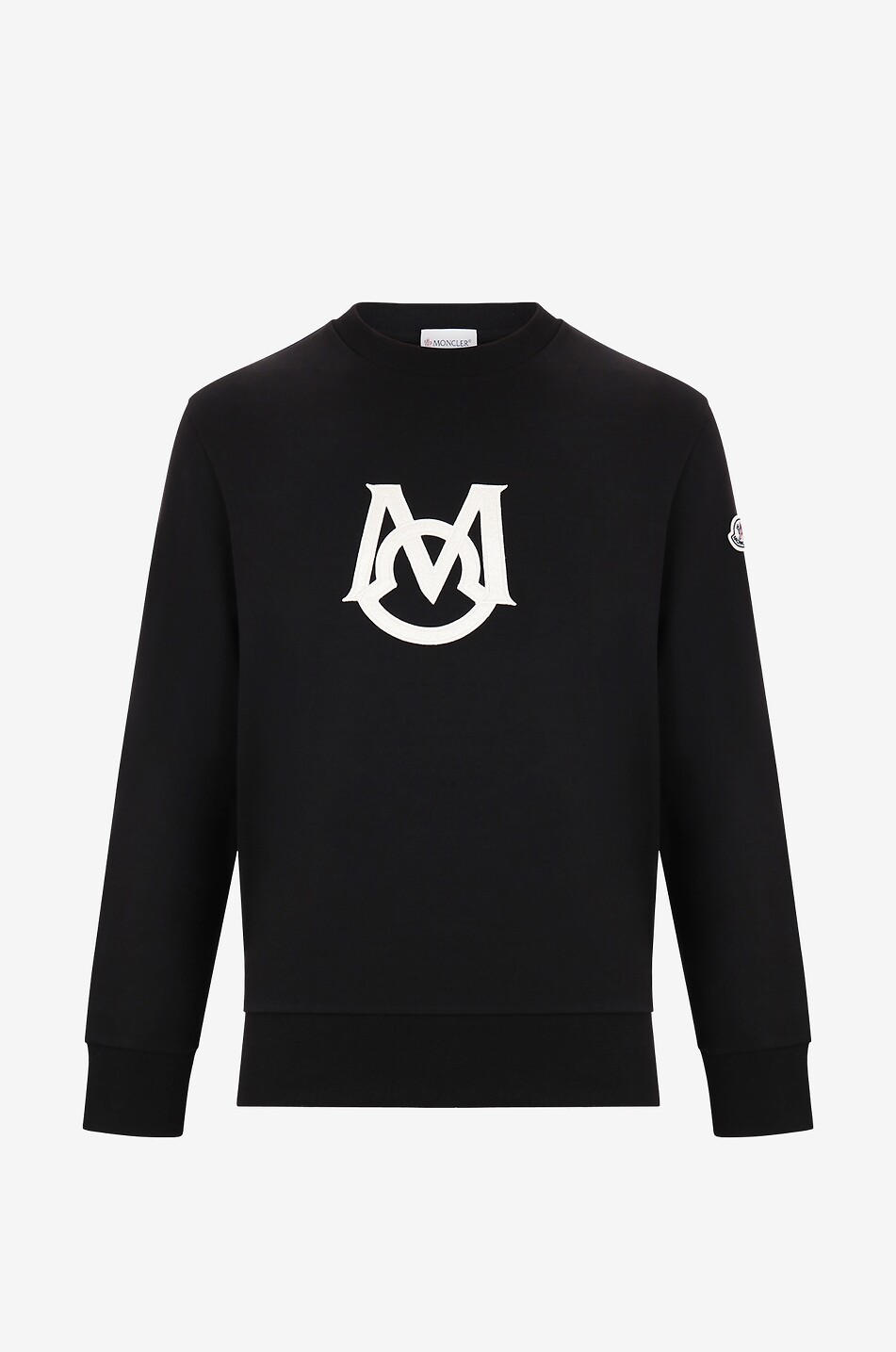 Double logo and monogram patch crewneck sweatshirt