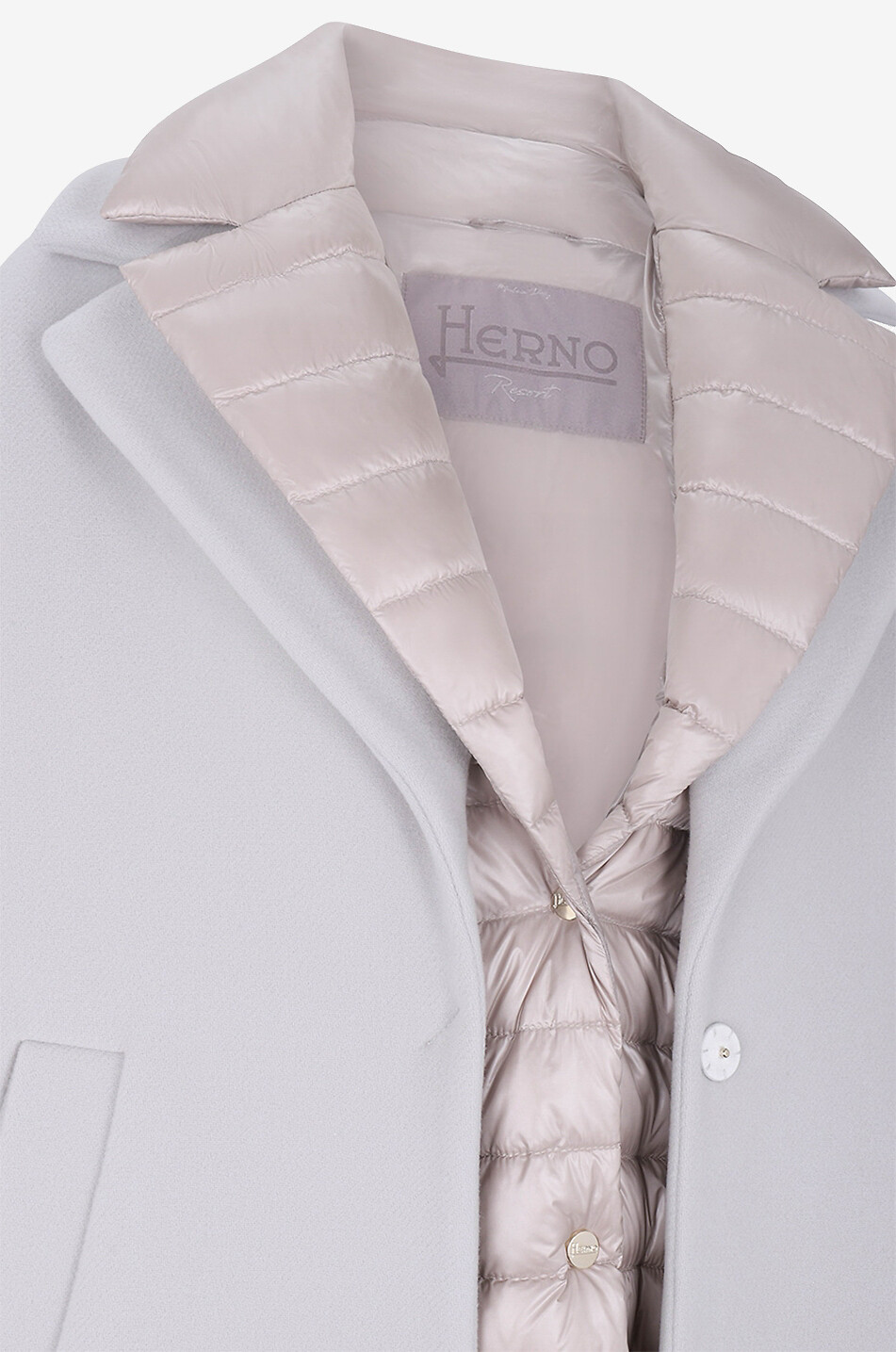 HERNO Manteau long en laine et nylon Resort Double & Ultralight Femme BEIGE 3
