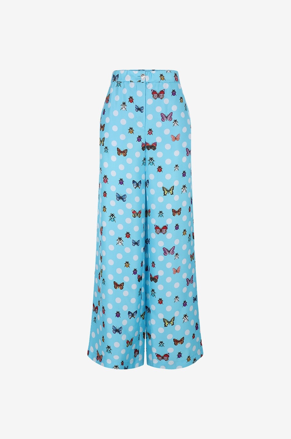 Pantalon large taille haute en soie Butterflies