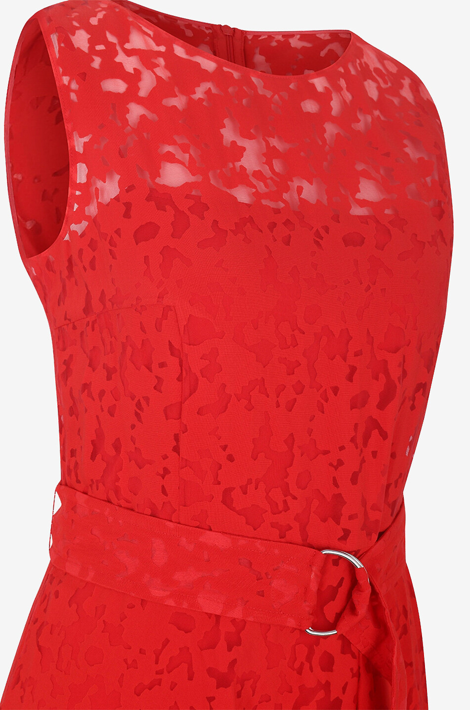 Robe midi en dentelle sans manches