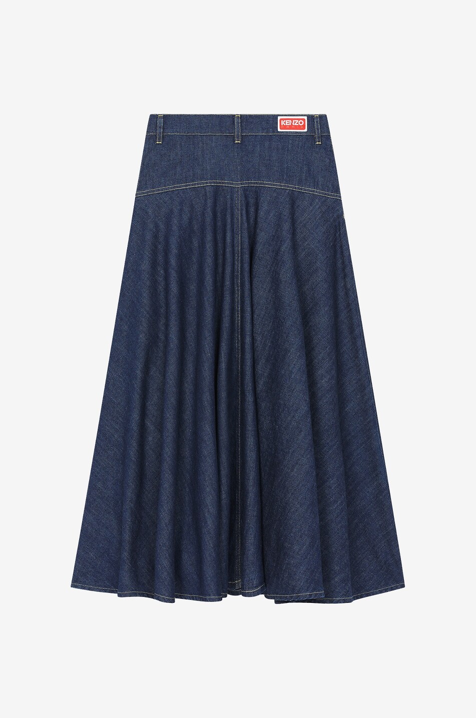 Long flared maxi denim skirt