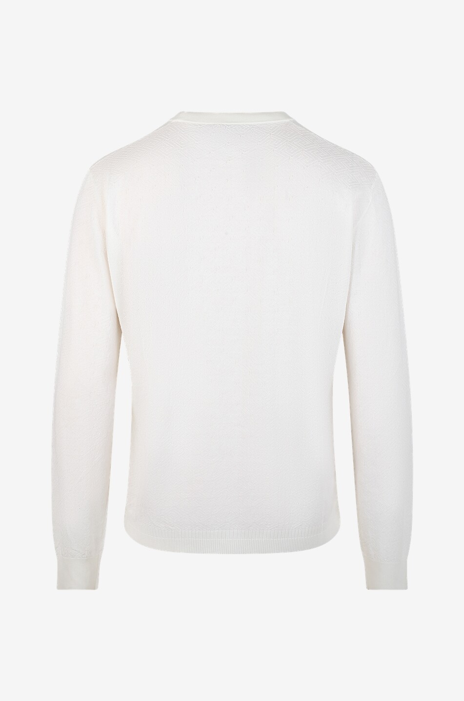 VERSACE Feiner Jacquard-Rundhalspullover La Greca Herren Farblos 2