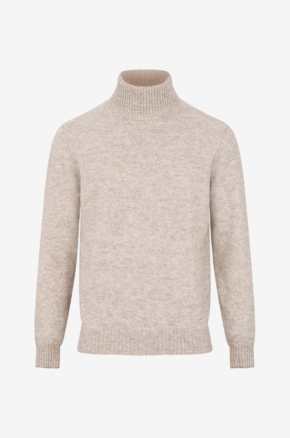 BRUNELLO CUCINELLI Pull à col roulé chiné en laine alpaga mélangée Homme Beige moyen 1