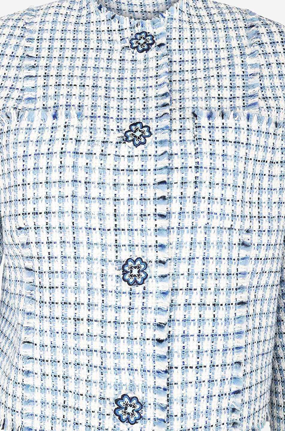 Kurze Tweed-Kostümjacke Flower Buttons