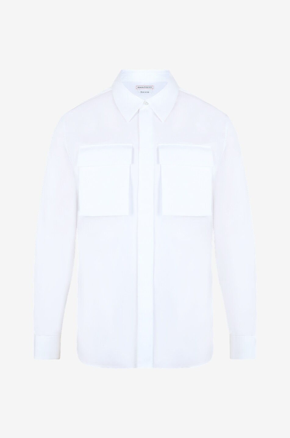 ALEXANDER McQUEEN Chemise en satin de coton Military Pockets Homme BLANC 1