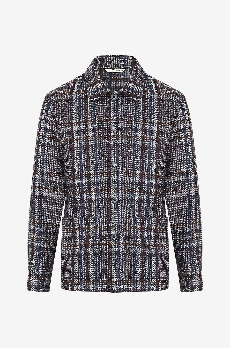 Karierte Hemdjacke aus Schurwolle und Alpakawolle