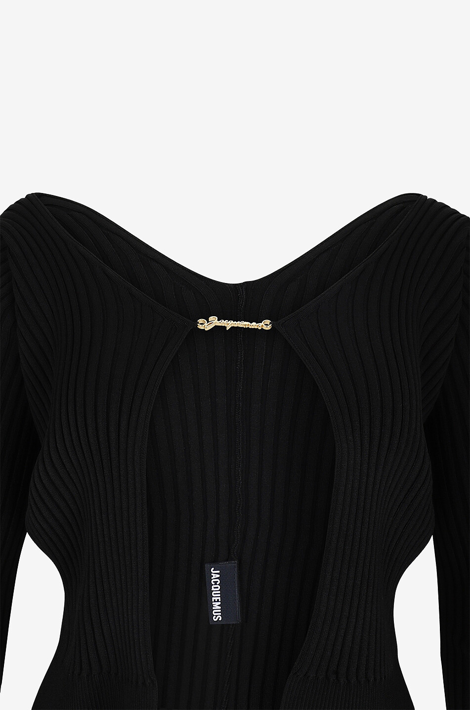 JACQUEMUS Cardigan sans coutures à charm La maille Pralù Longue Femme NOIR 3