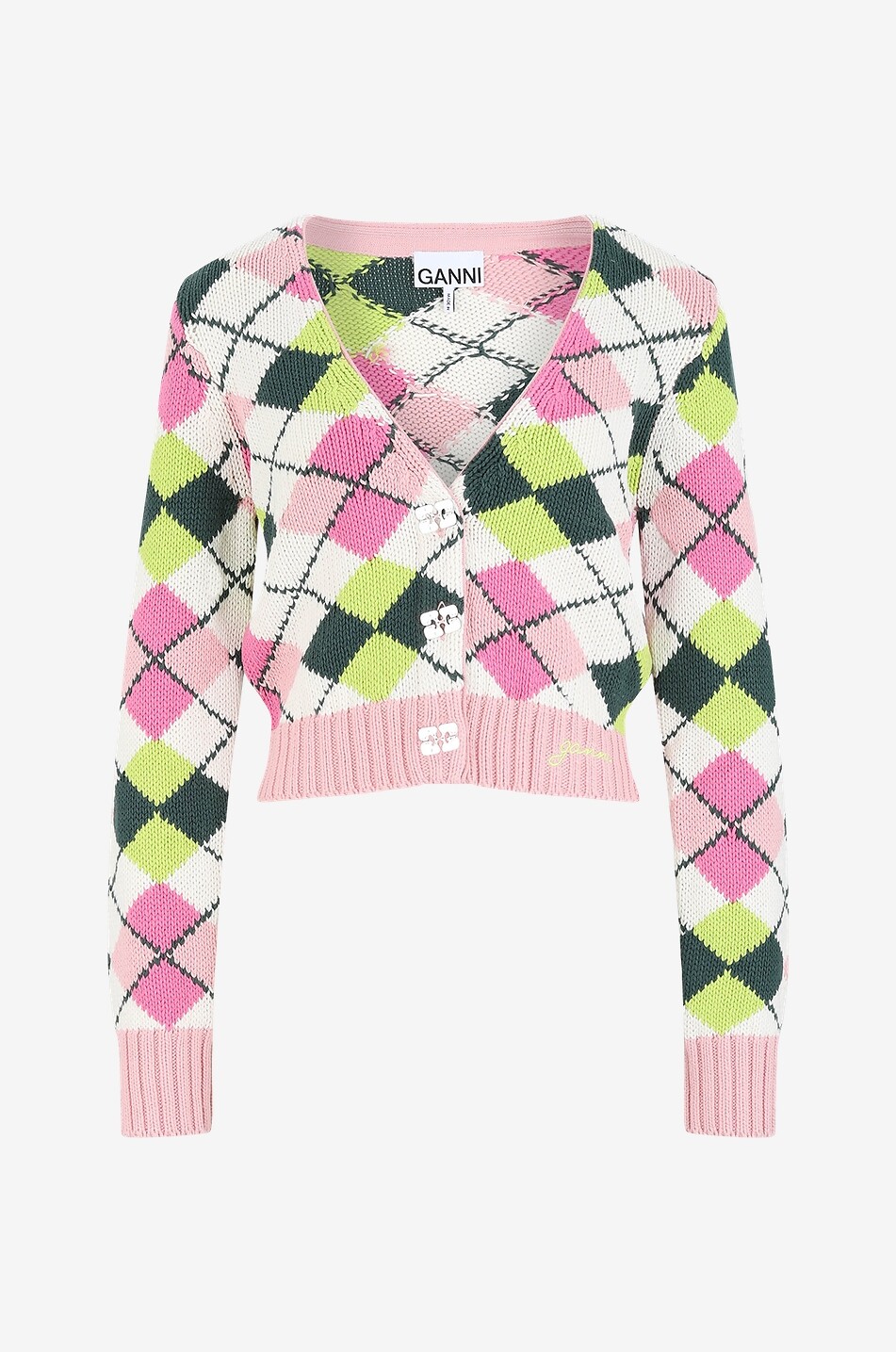 Cardigan en coton bio à losanges