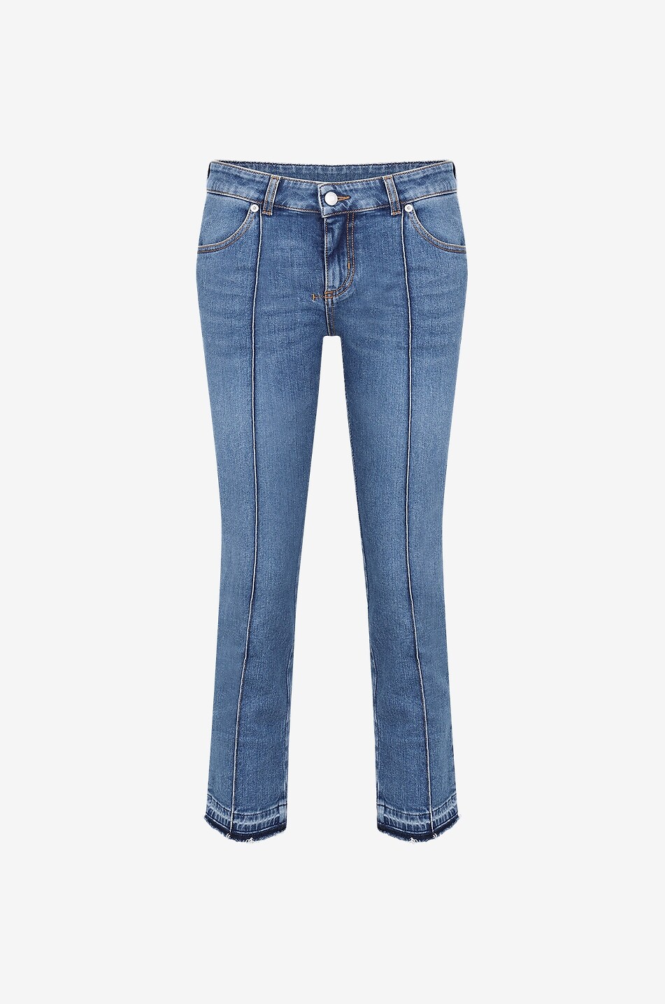 Verkürzte Skinny-Jeans mit niedrigem Bund Bumster Stone Wash