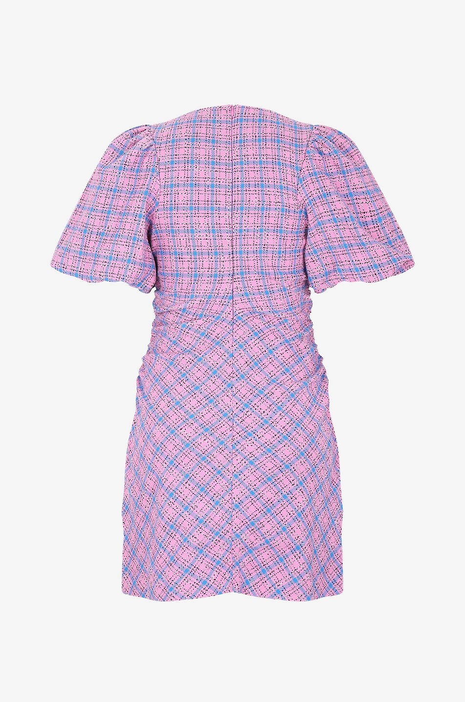 Mini robe froncée en tweed Check Suiting