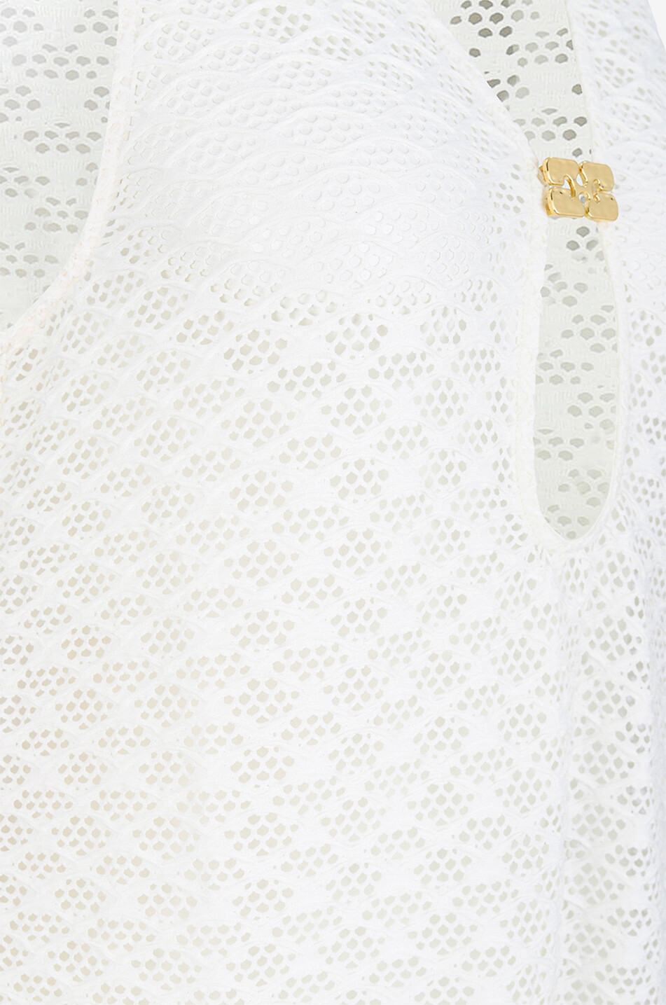 GANNI Langes Strandkleid aus Spitzenmesh Damen WEISS 3