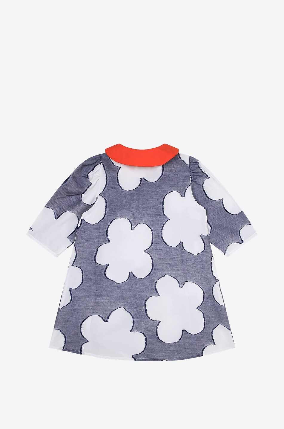 Robe à manches trois-quarts en coton fille Ikebana Boke Flower Dots