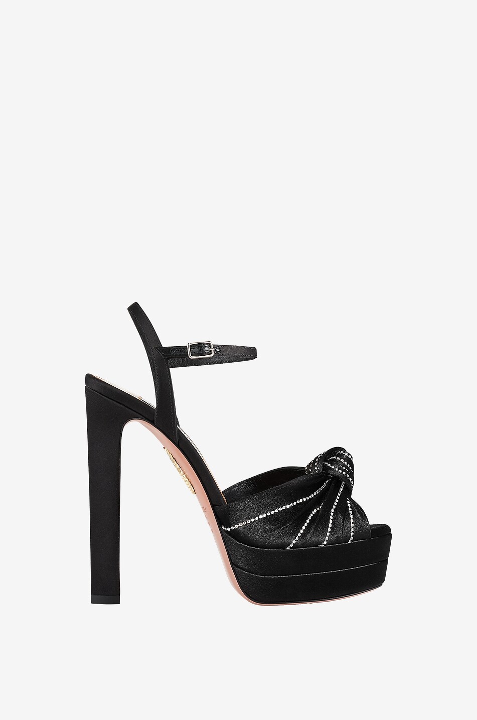 AQUAZZURA Sandales à plateau en satin et cristaux Atelier Crystal 130 Femme NOIR 3