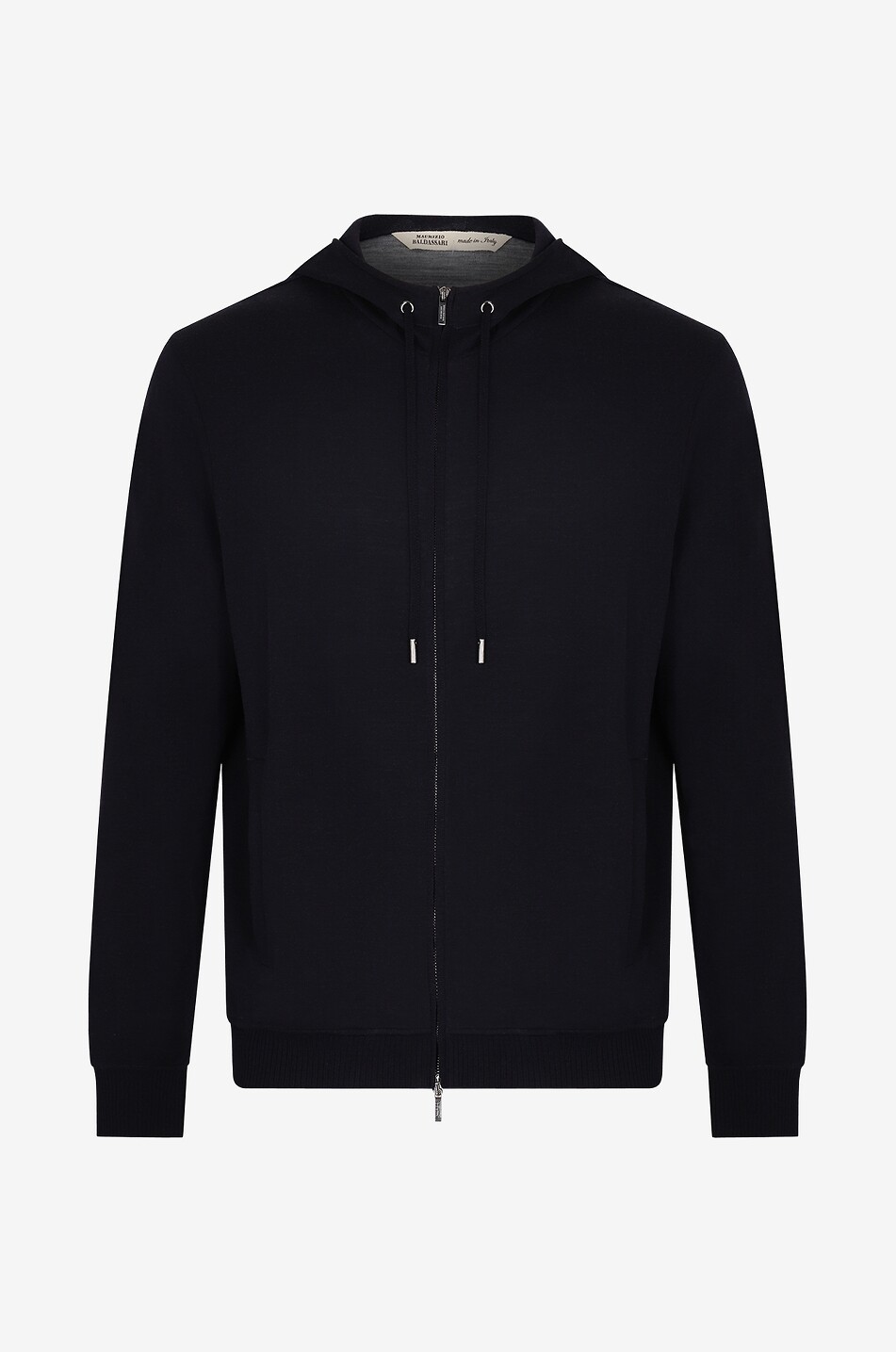 Sweat-shirt zippé à capuche en jersey de laine