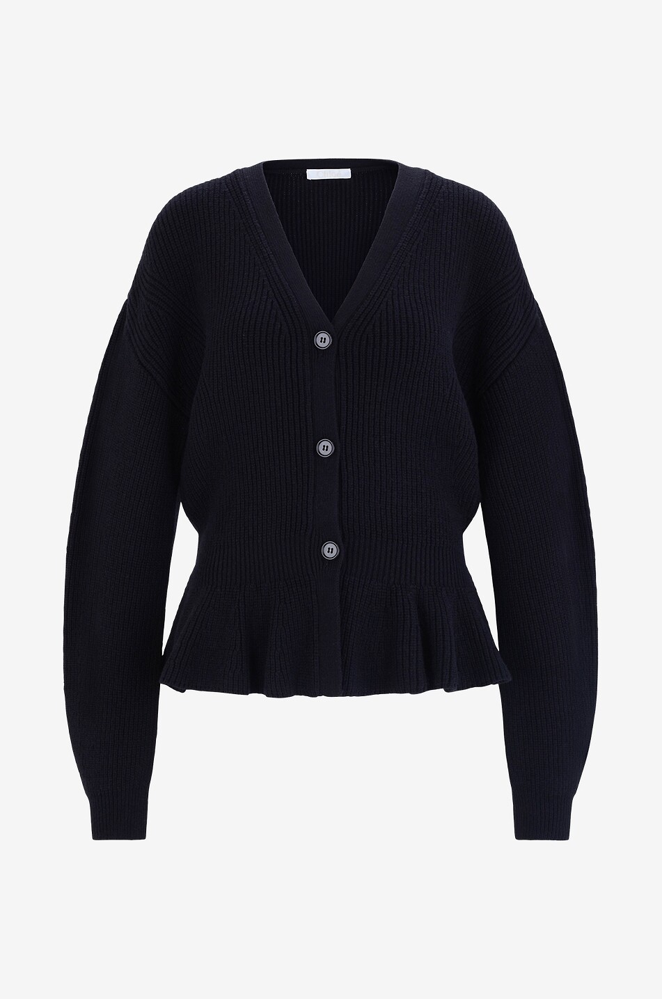 Rib knit peplum cardigan