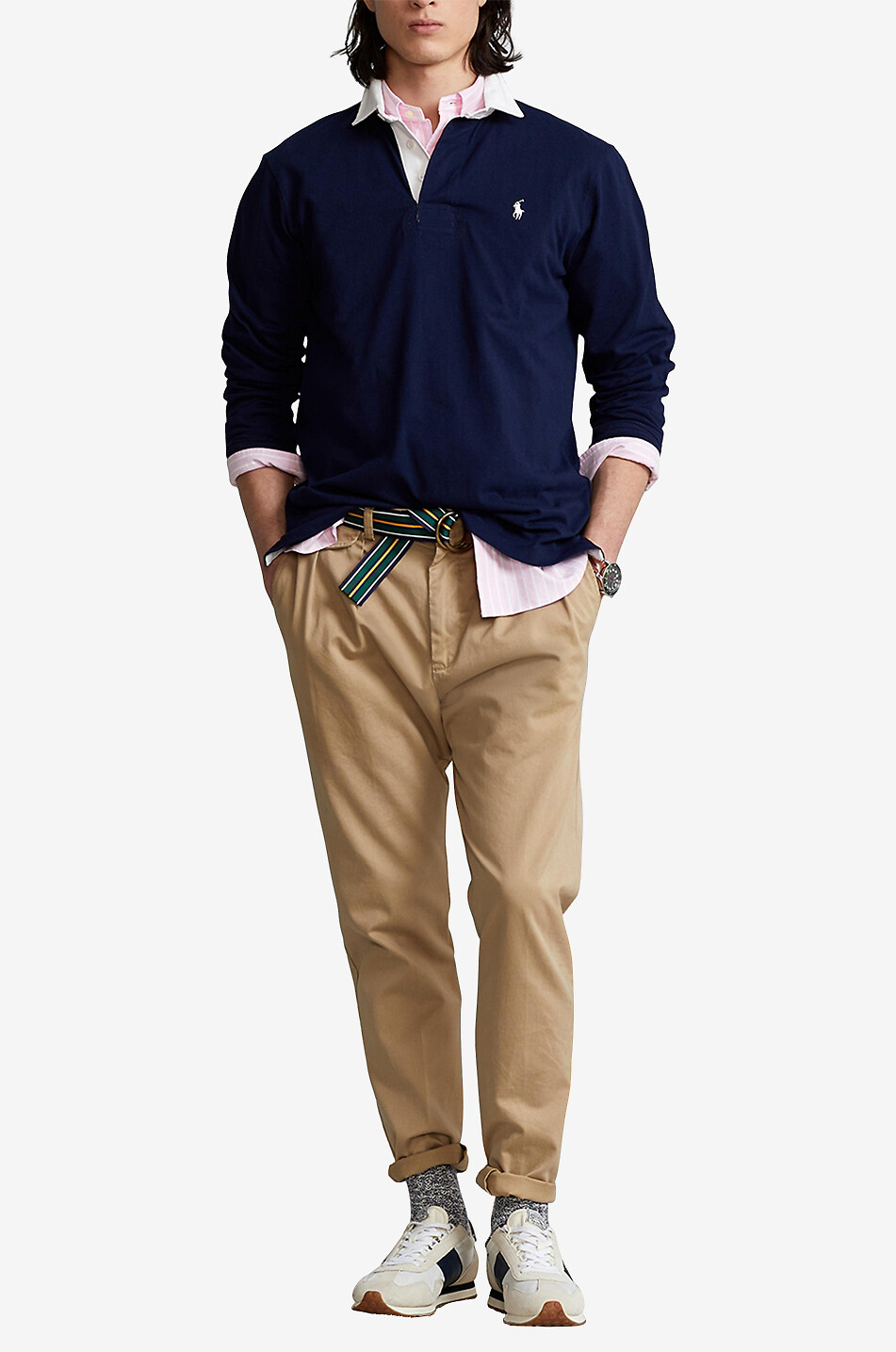 POLO RALPH LAUREN Pony slim fit long-sleeved polo shirt Men DARK BLUE 4
