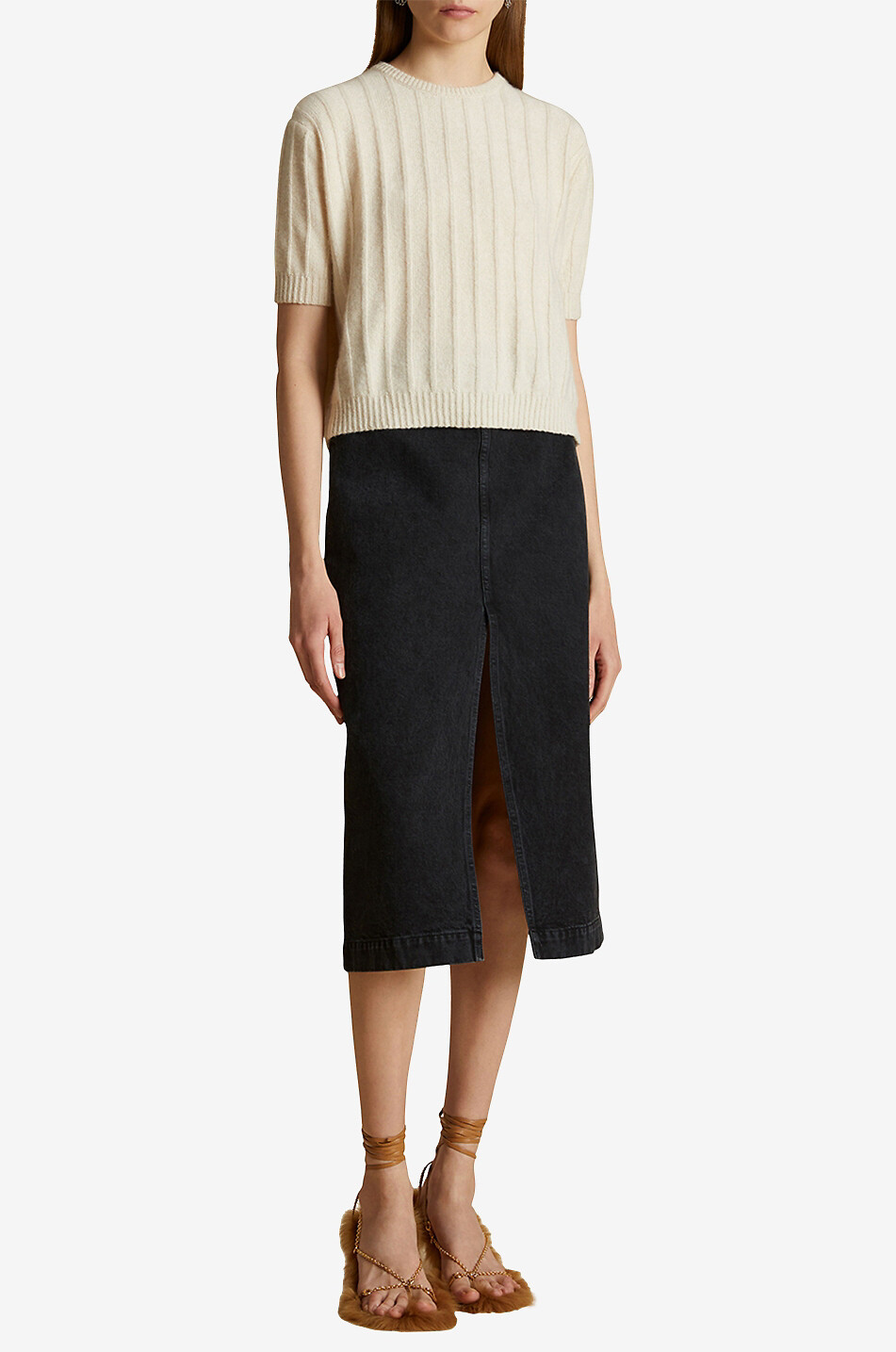 KHAITE Kurzarm-Boxy-Pullover aus Kaschmir Esmeralda Damen BEIGE 4