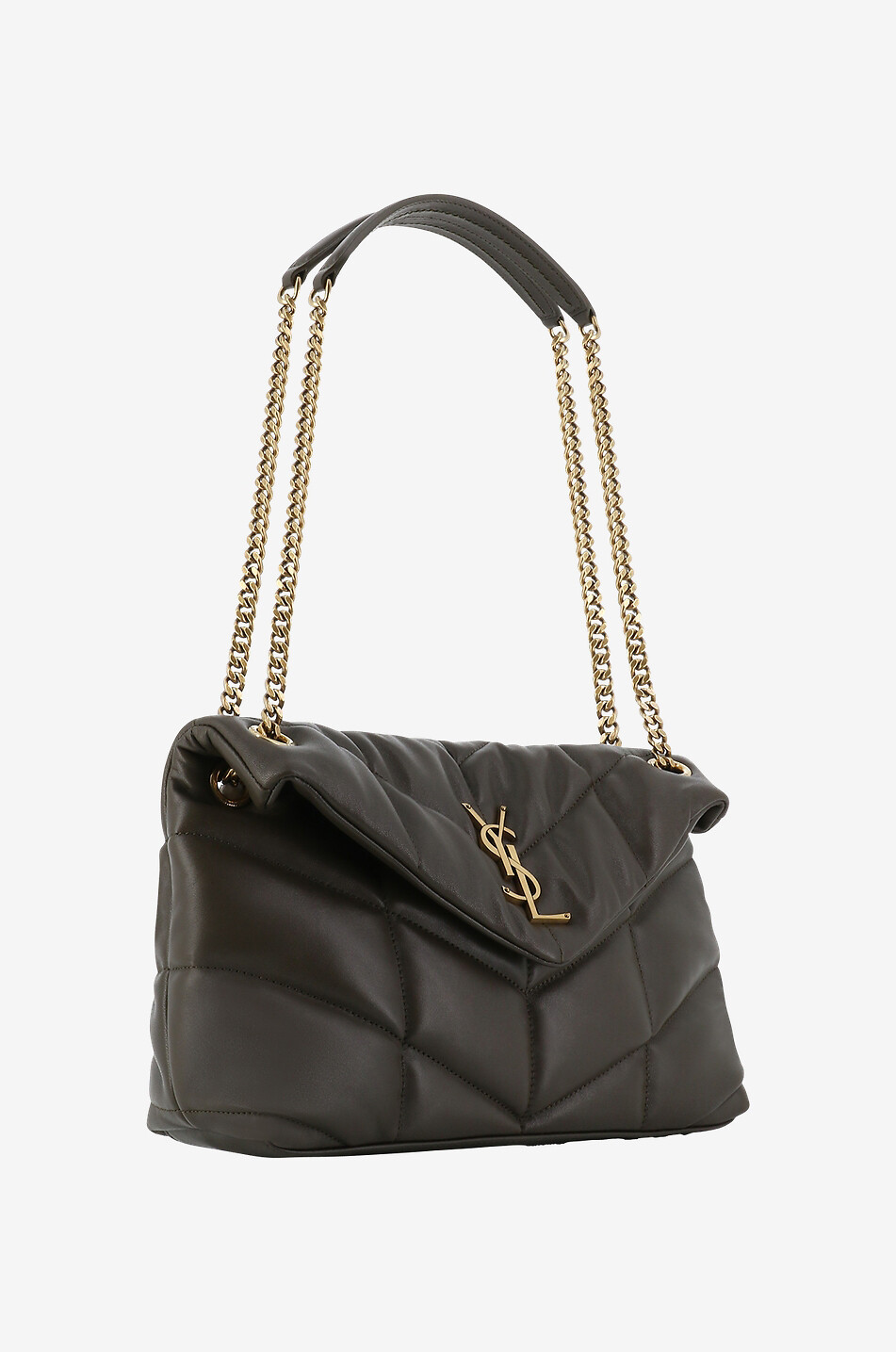 SAINT LAURENT PARIS Puffer Small quilted lambskin shoulder bag Women KHAKI 2
