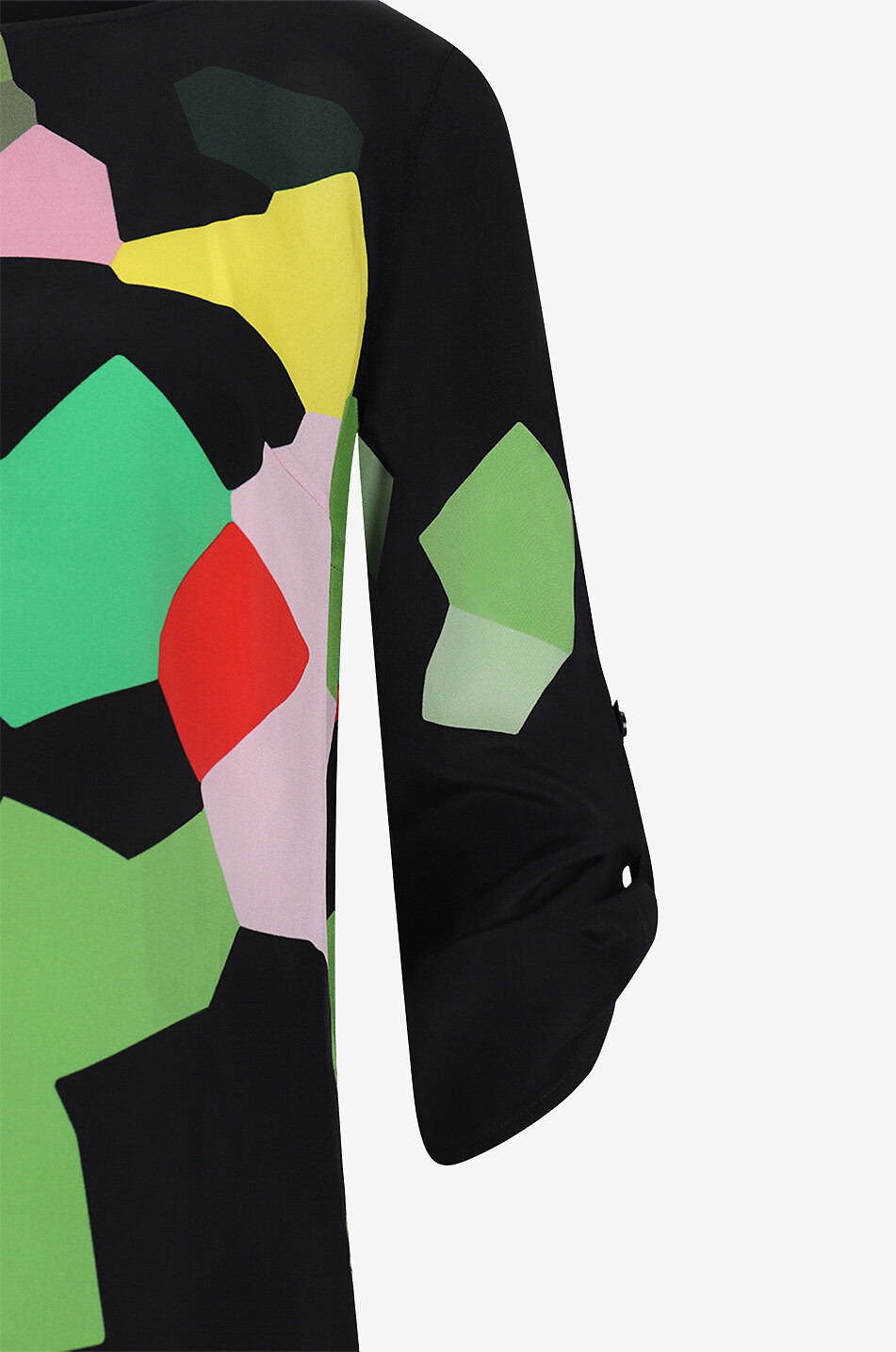 Top à manches trois quarts en soie motif kaléidoscope