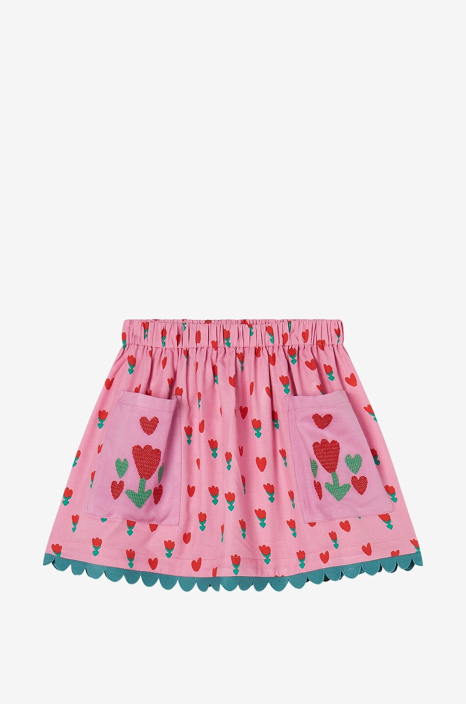 Pink embroidered mini skirt best sale