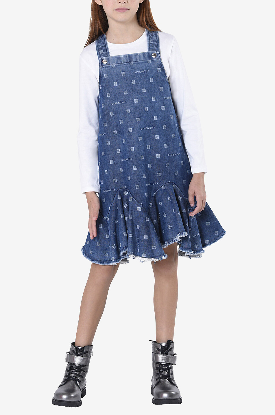 GIVENCHY Mädchen-Latzkleid aus Denim mit Print 4G Mädchen BLAU 2