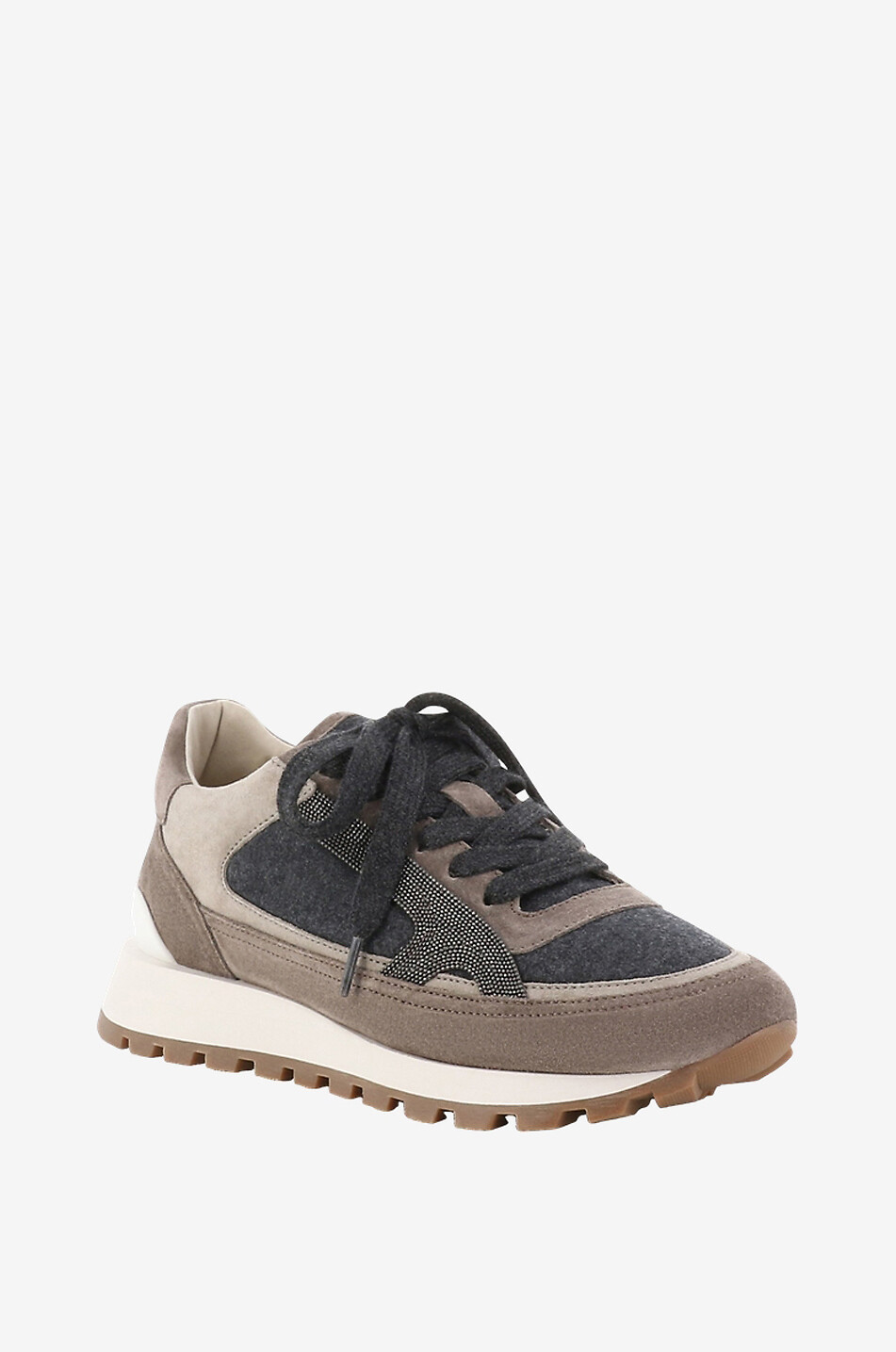 Monile low-top sneakers in flannel and suede