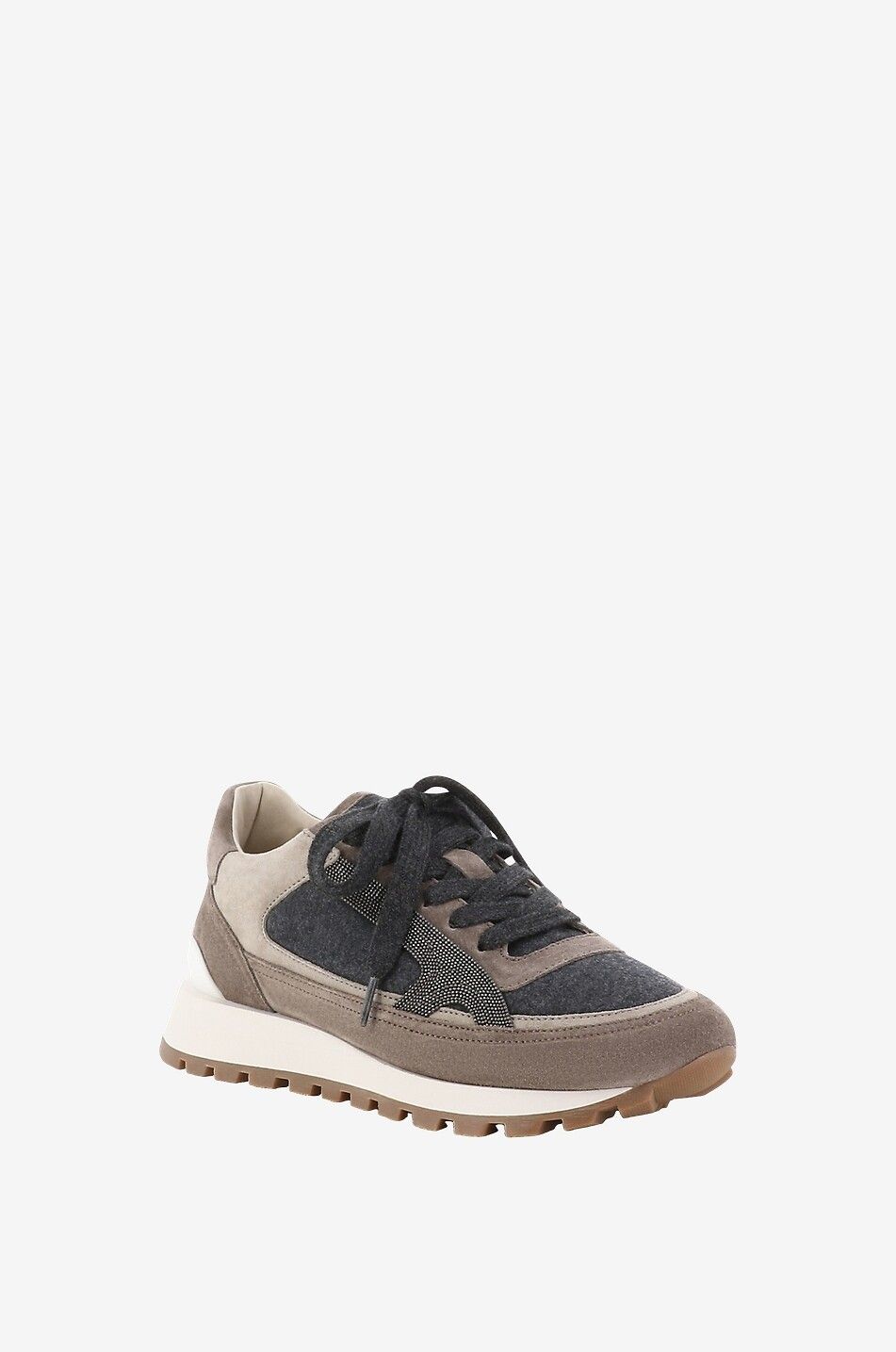 Monile low-top sneakers in flannel and suede