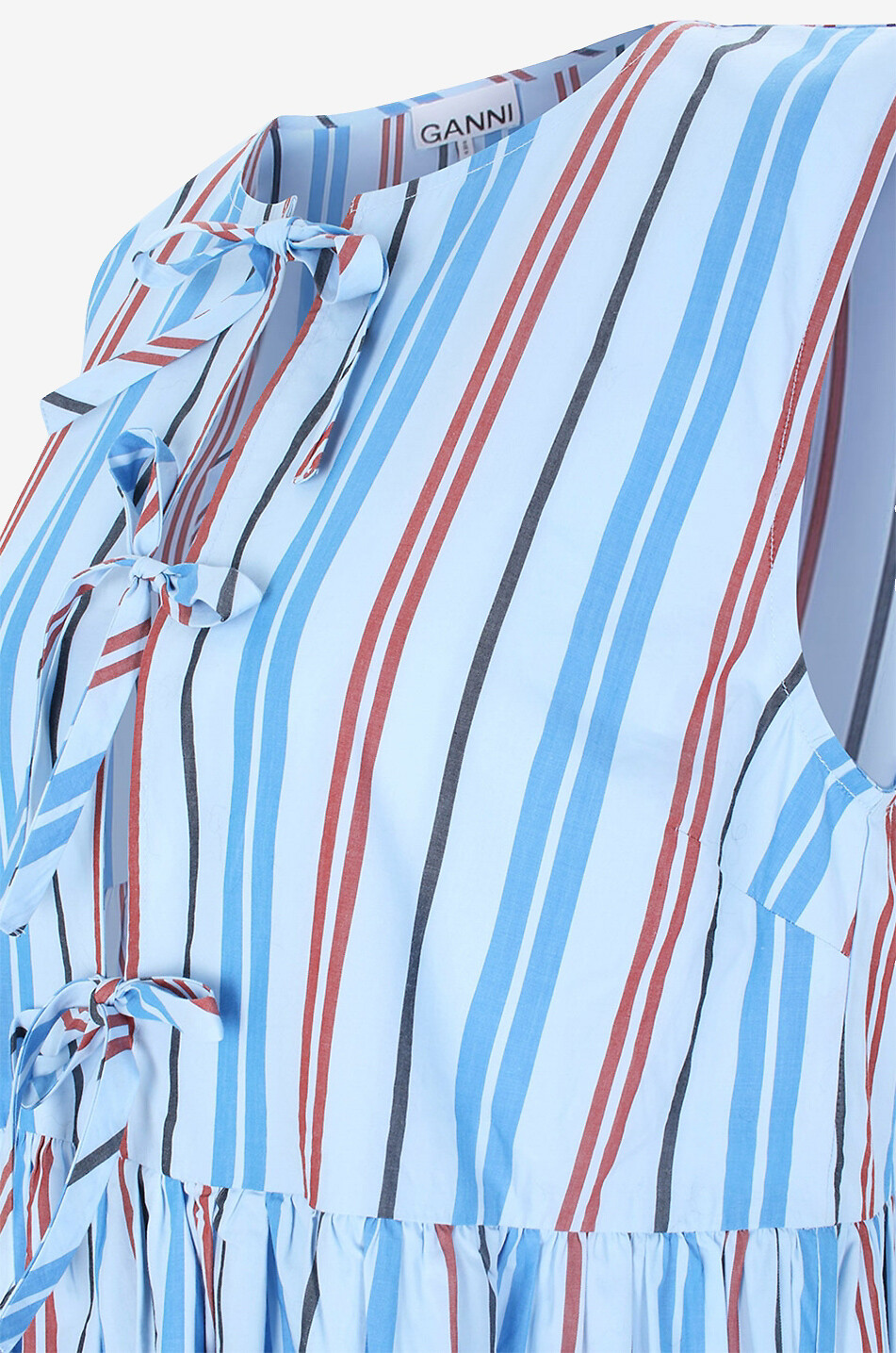 Striped poplin sleeveless midi dress GANNI MULTI COLOURED