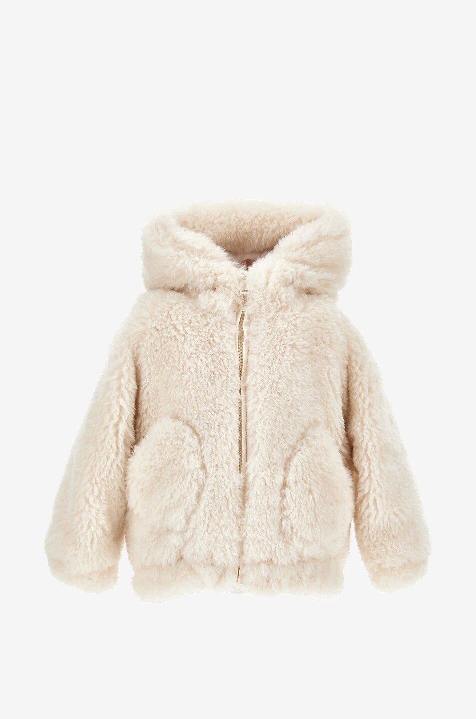 Babyjacke aus Plüsch mit Kapuze