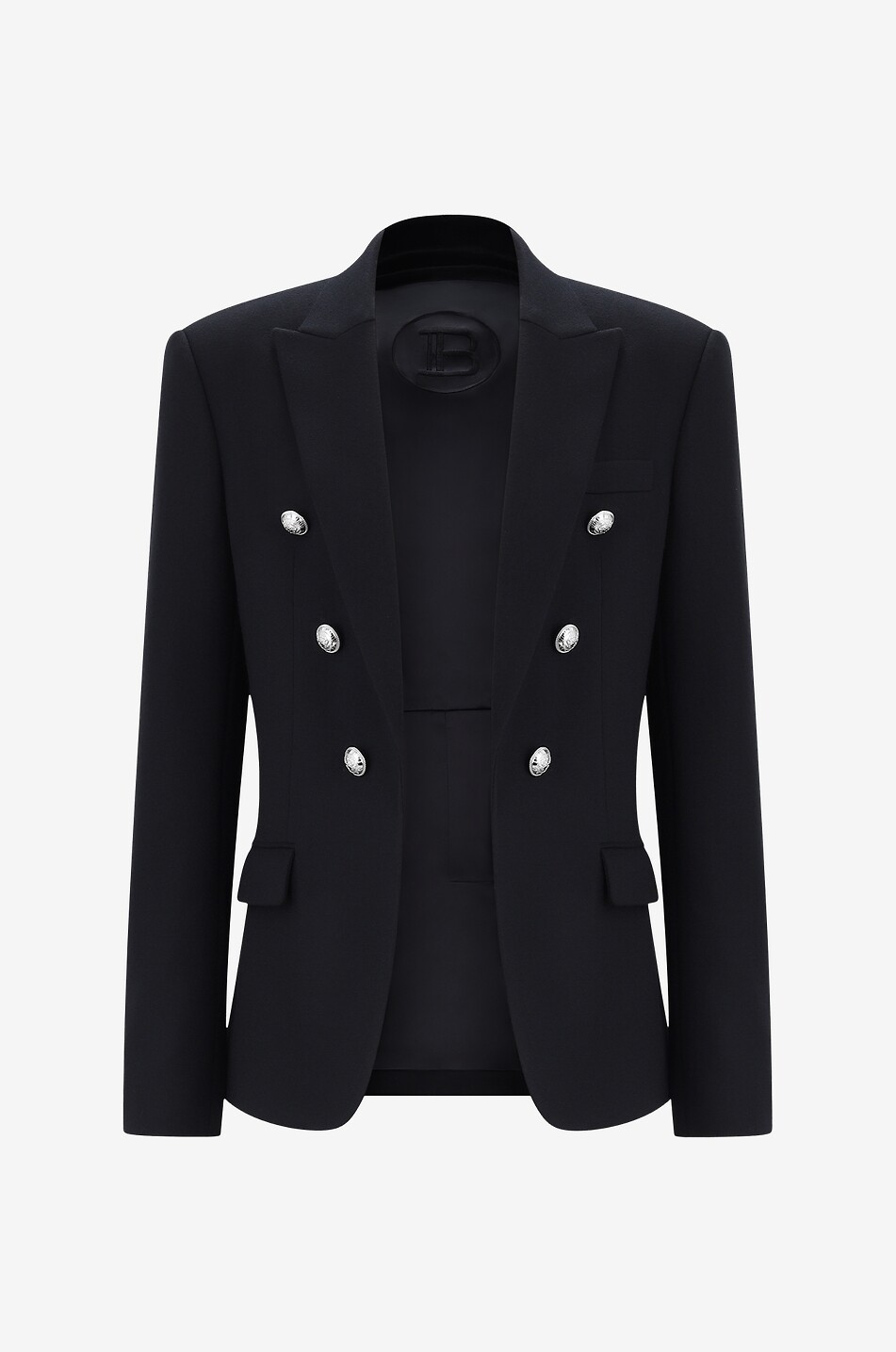 Double-breasted fitted wool and cashmere blazer