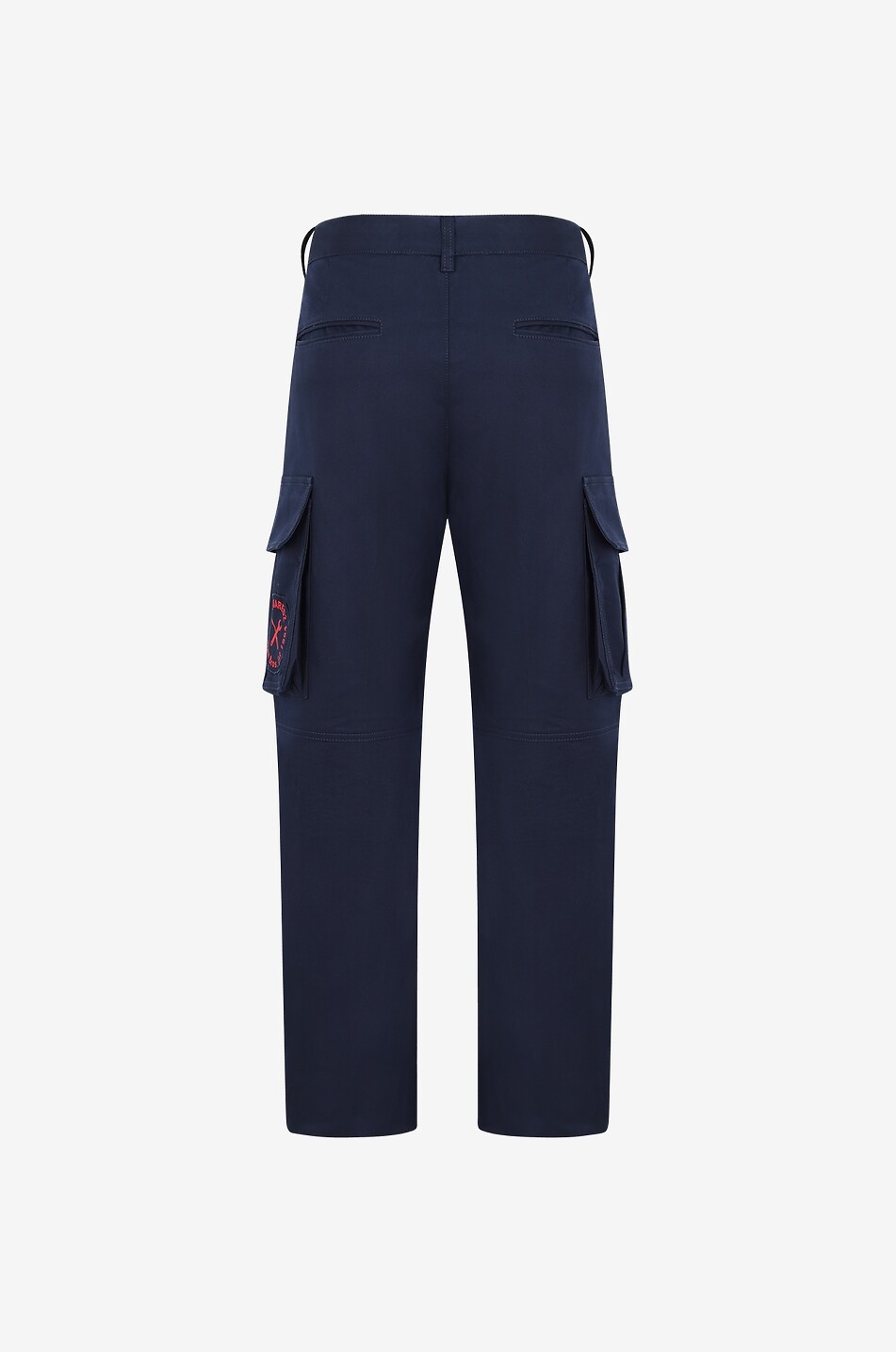 Regular gabardine cargo trousers with logo patch