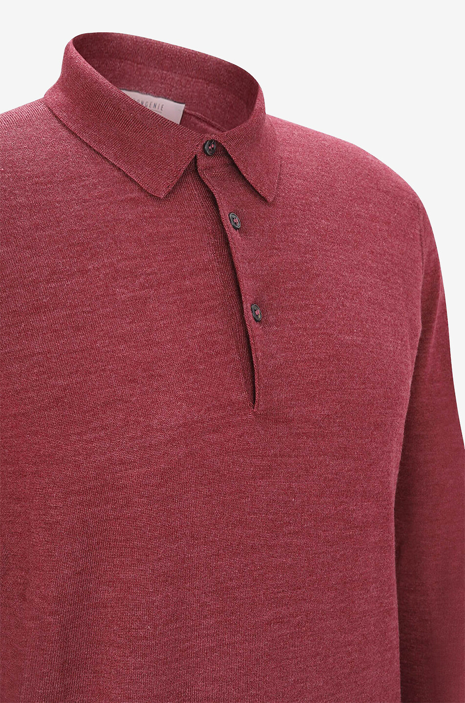 BONGÉNIE Feinstrickpolohemd mit langen Ärmeln Herren MITTELROT 3