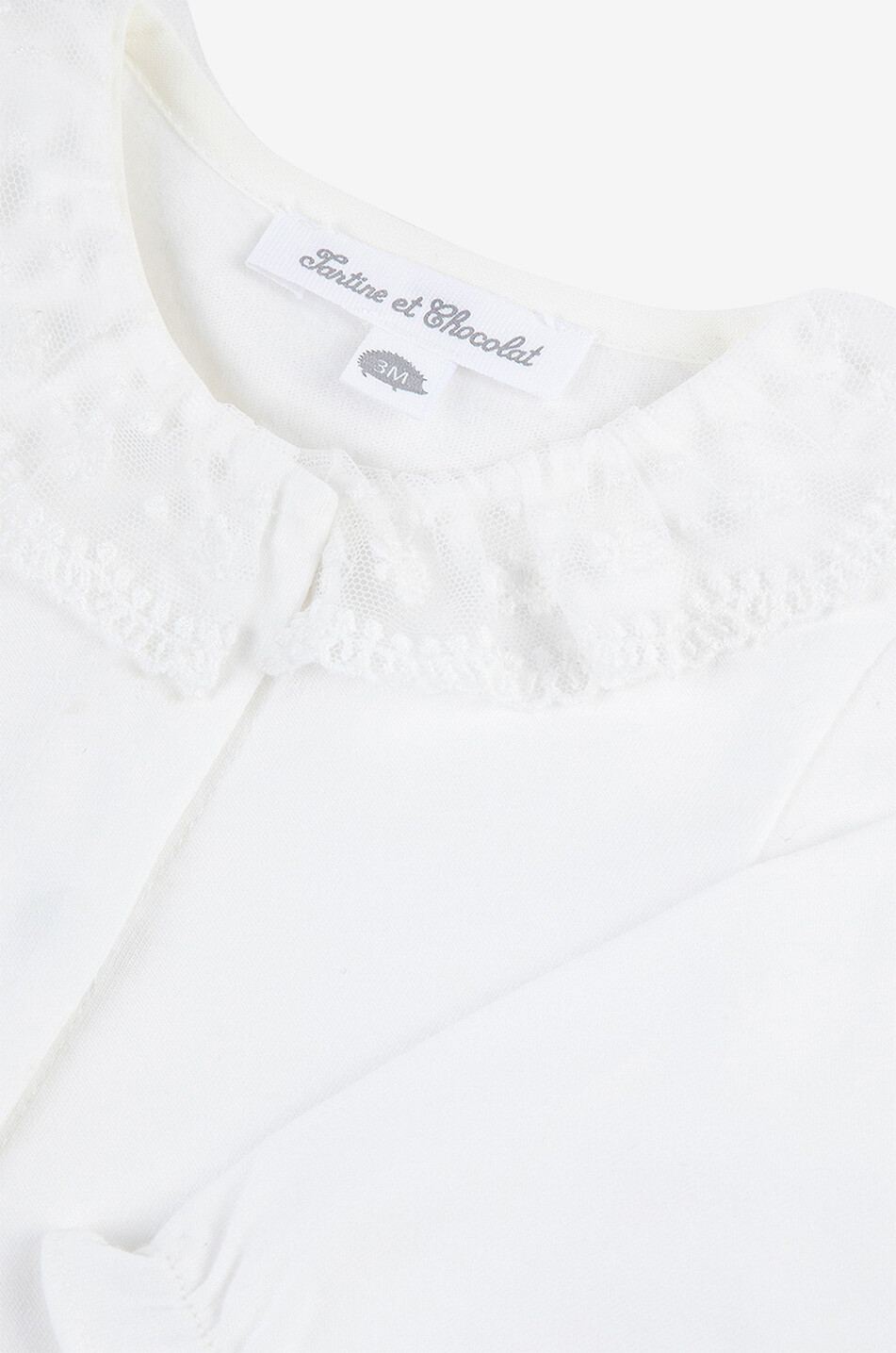 TARTINE ET CHOCOLAT Long-sleeved baby bodysuit with tulle collar Baby WHITE 3