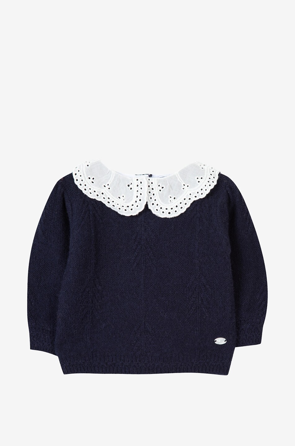 Baby-Pullover mit besticktem Bubikragen
