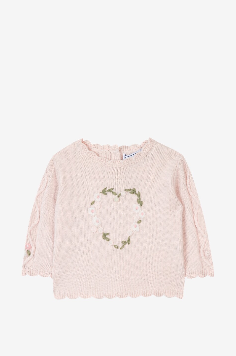Blütenbestickter Babypullover
