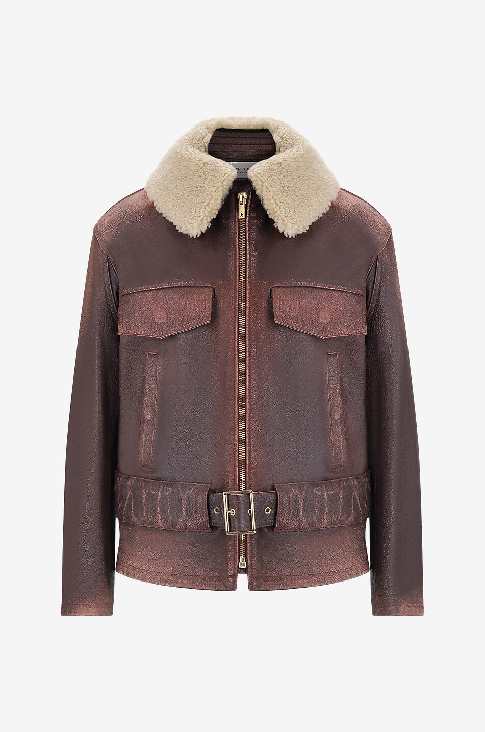 Bomber en cuir vintage Aviator Ilaria