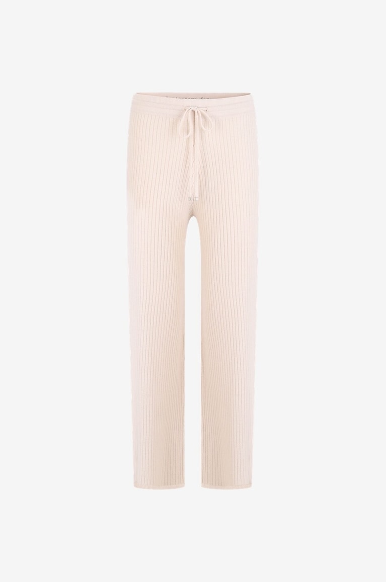 HEMISPHERE Rippstrickhose aus Kaschmir mit weitem Bein Damen Hellbeige 1