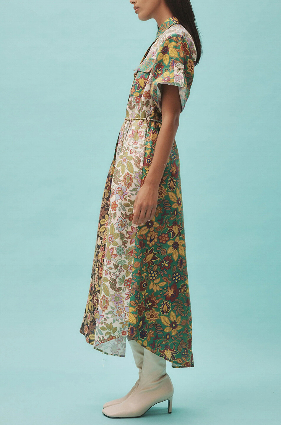 ALEMAIS Isabella Patchwork floral midi linen shirt dress Women MULTI COLOURED 3