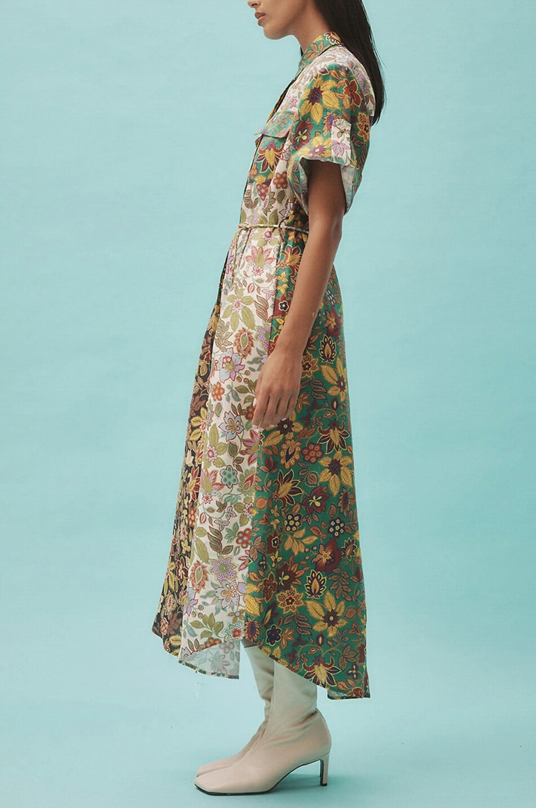 ALEMAIS Isabella Patchwork floral midi linen shirt dress Women MULTI COLOURED 3