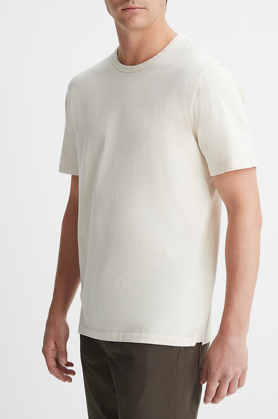 VINCE Garment Dye cotton short-sleeved T-shirt Men EGGSHELL 3