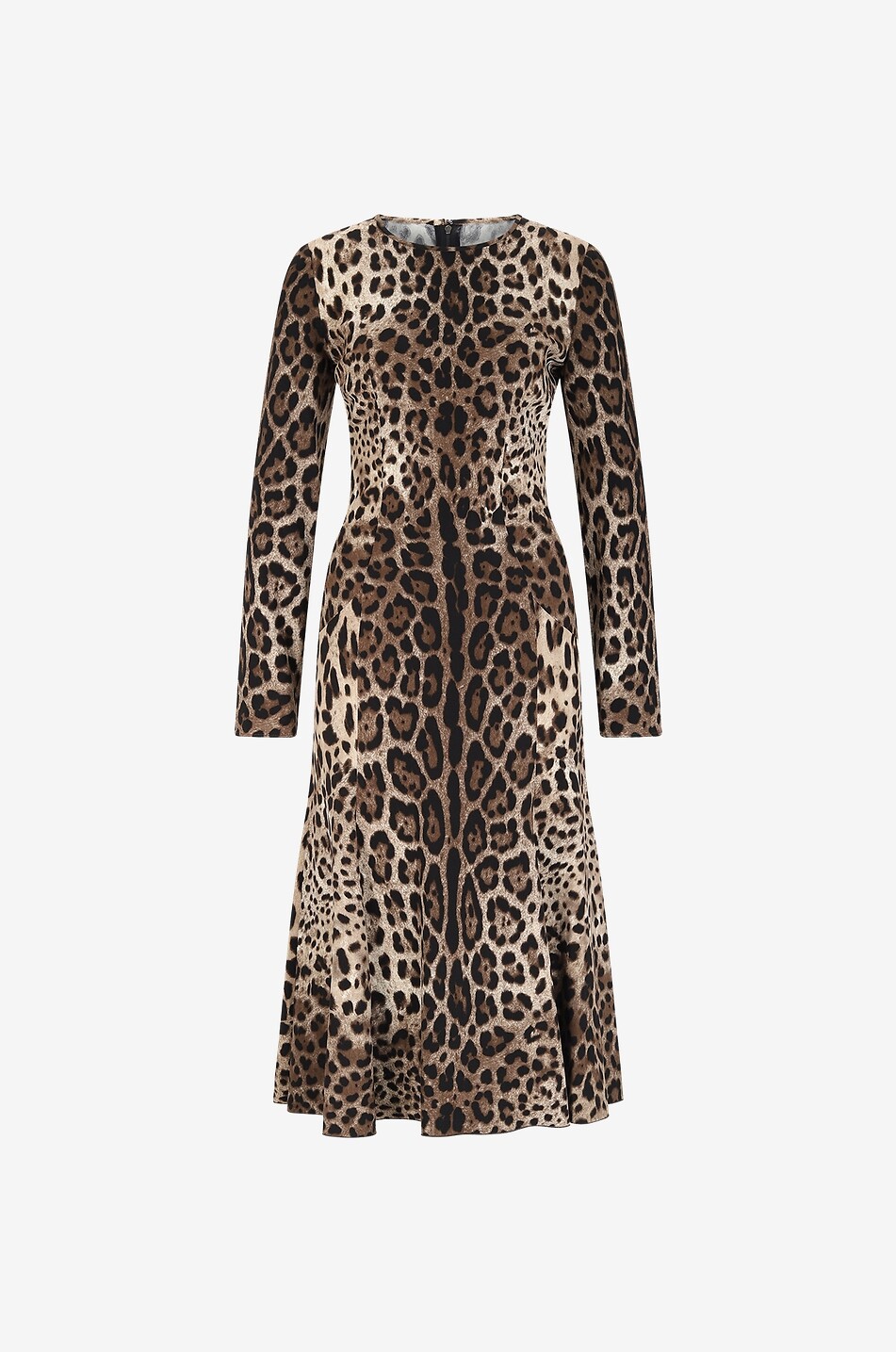 Leopard printed cady flared midi dress