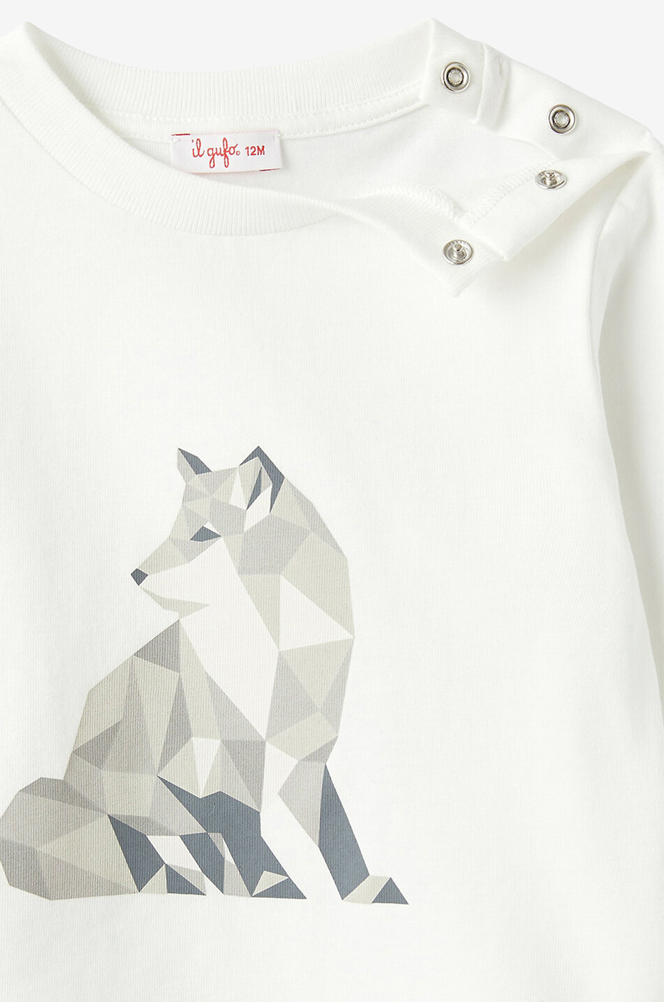 IL GUFO Baby-Langarm-T-Shirt Wolf Baby WEISS 3