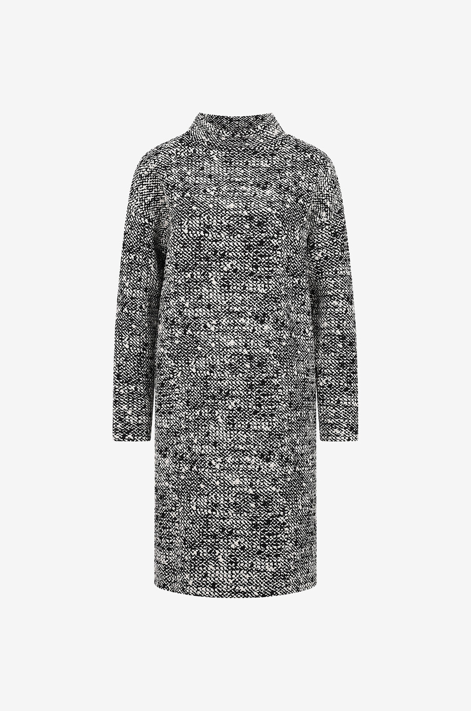 Short tweed effect jacquard knit dress